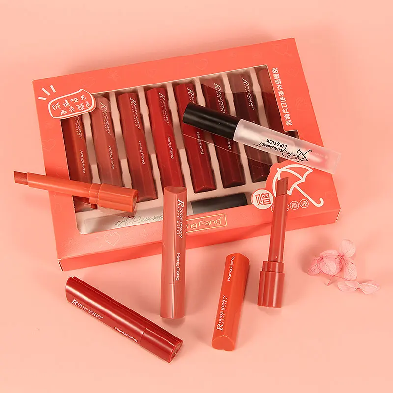 

Moisturizing 8 color Heart Shape Gift-Set Hengfang Cosmetics Velert Matte Lipstick Makeup Tint lipstick set cosmetics