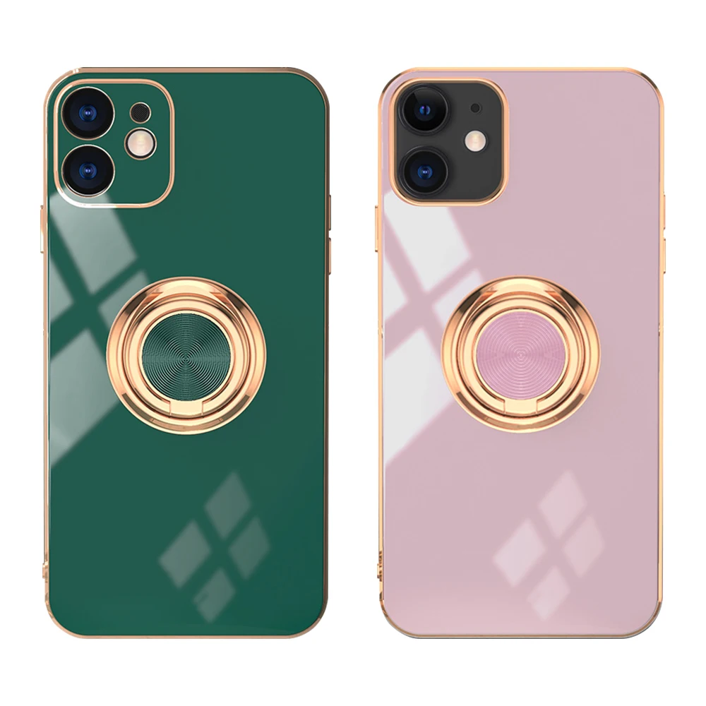 

Luxury Plating Magnetic Car Mount Ring Holder Cell Phone TPU Cover Soft Phone Case for iPhone 11 12 Pro Max XS Max XR, 8 colors