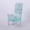 Hot sale removable elastic hotel floral chair cover lot with skirt for dining