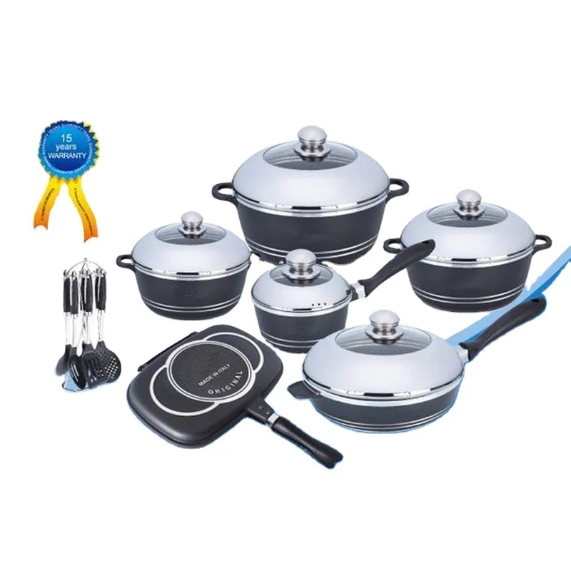 

masterclass premium 21pcs dessini cooking pot aluminum non stick granite cookware sets, Customized color