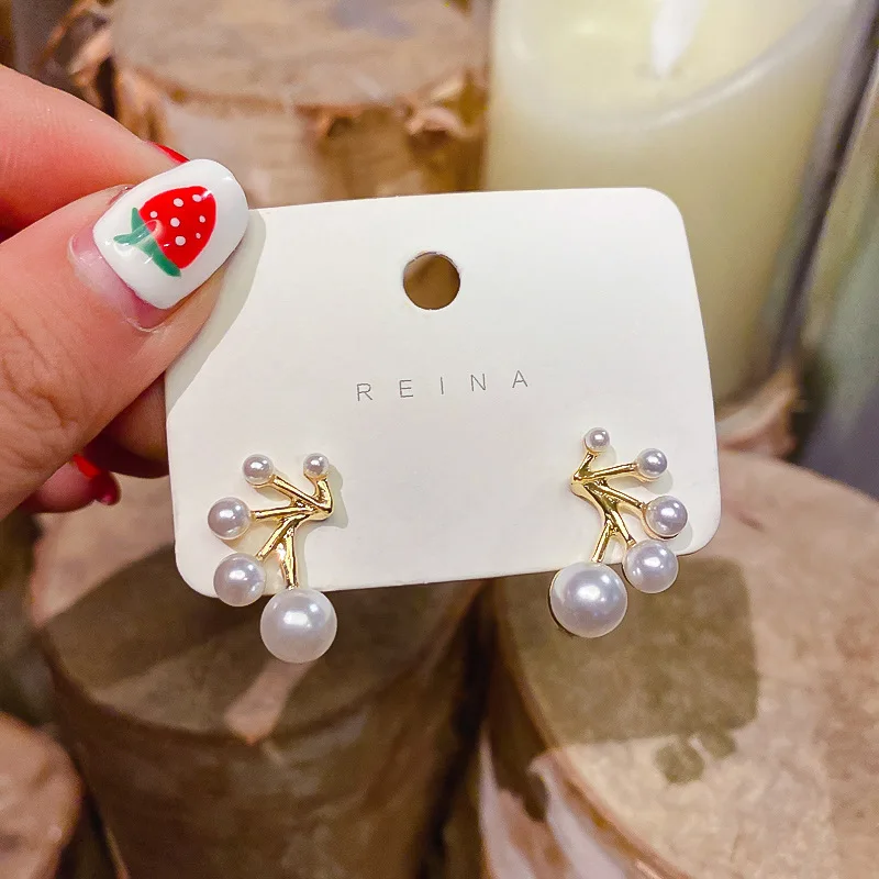 

fashion jewelry trendy women earrings pearl stud