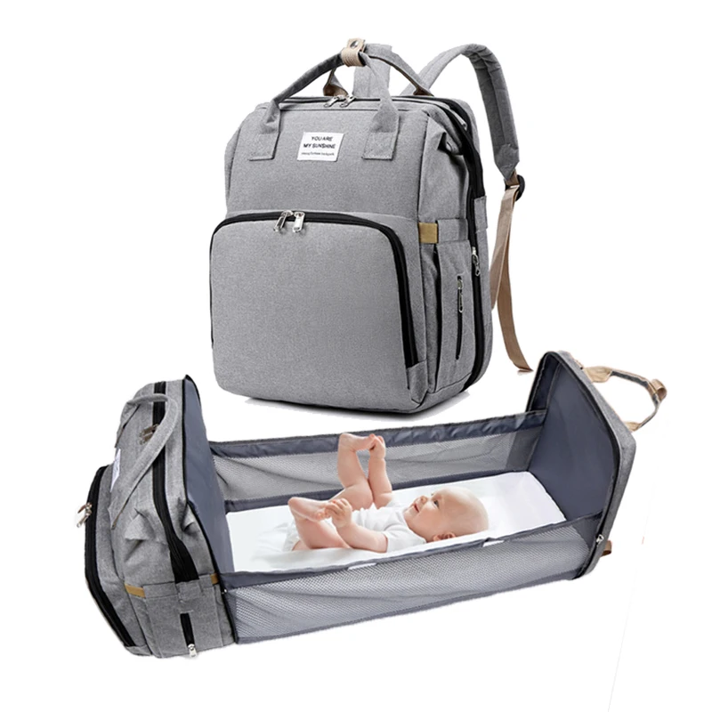 

2021 Design 3 In 1 Multifunct Waterproof Maternity Nappy Bag Mummy Mommy Baby Backpack Diaper Bag With Changing Station Bed, Colorful