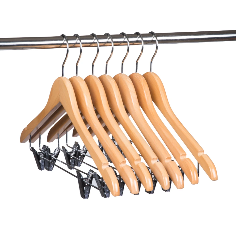 High Quality Custom Clips Natural Wooden Cloths Hanger - Buy Hangers ...