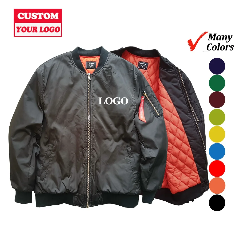 

Custom Logo Plus size Jackets Windproof Waterproof Full Zip Winter Warm Thick Padded Coats Air Force Bomber Jacket