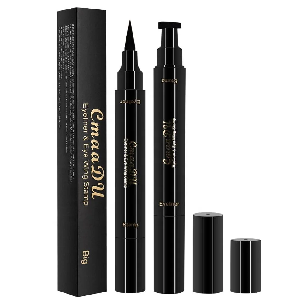 

Double headed waterproof long lasting makeup eyeliner pen delineador de ojos black eyeliner stamp liquid adhesive eyeliner