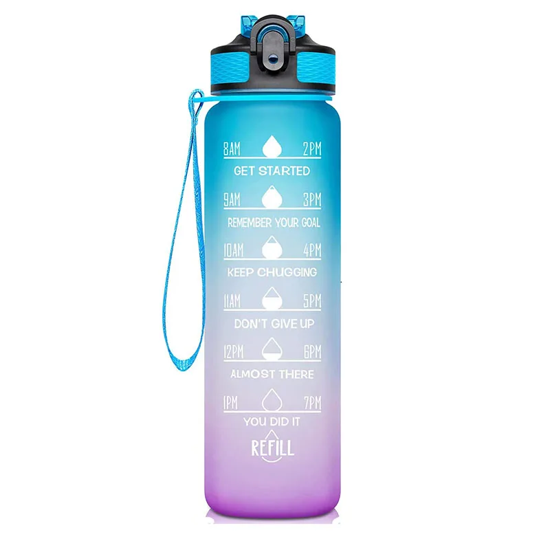 

32oz Large Motivational Tritan Water Bottle with Time Marker Outdoor Sports Gym water bottle, Transparent