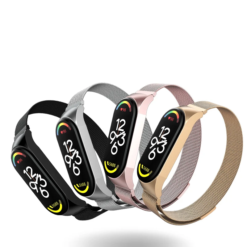 

Forwelleny Stainless Steel alloy Mi Band 7 Milanese magnetic Strap Loop Bracelet Wrist Belt For Xiaomi