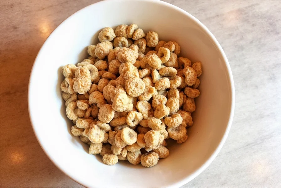 Apple cinnamon cereal served in a glass bowl with cold milk, fresh apple slices on top, and cinnamon stick garnish