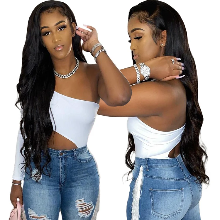 

LM8241 New Fashion Irregular White Crop Top T-Shirt Women Tops For Women 2021