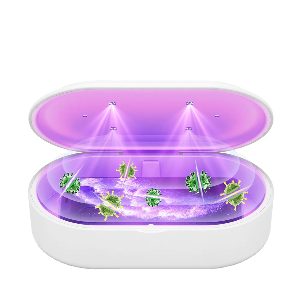 

Hot sale portable qi wireless charger 15w with uv sterilizer box, White