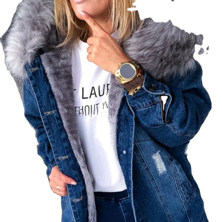 

Customized European and American women's jackets 2020 autumn/winter fashion retro denim jacket long coat manufacturers wholesale, 2 colors