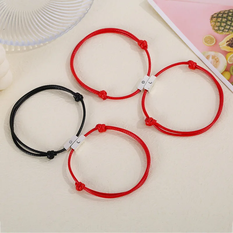 

2pcs Sun Moon Line Braided Forever Lover Bracelet Jewelry Friendship Gift Pairing Magnetic Couple Bracelet Lucky Rope Bracelet