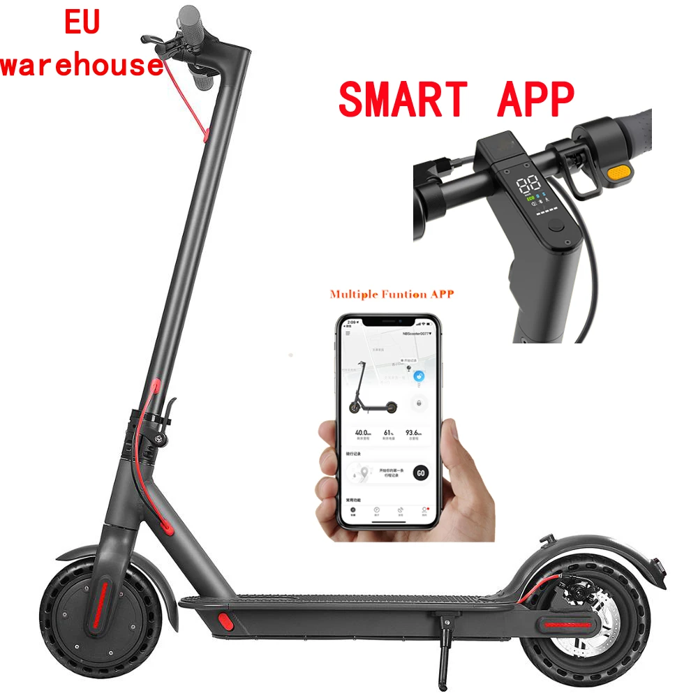 

Eu warehouse fast delivery detachable front head portable adult 350W motor foldable electric scooter electric bicycle m365 pro, Black white