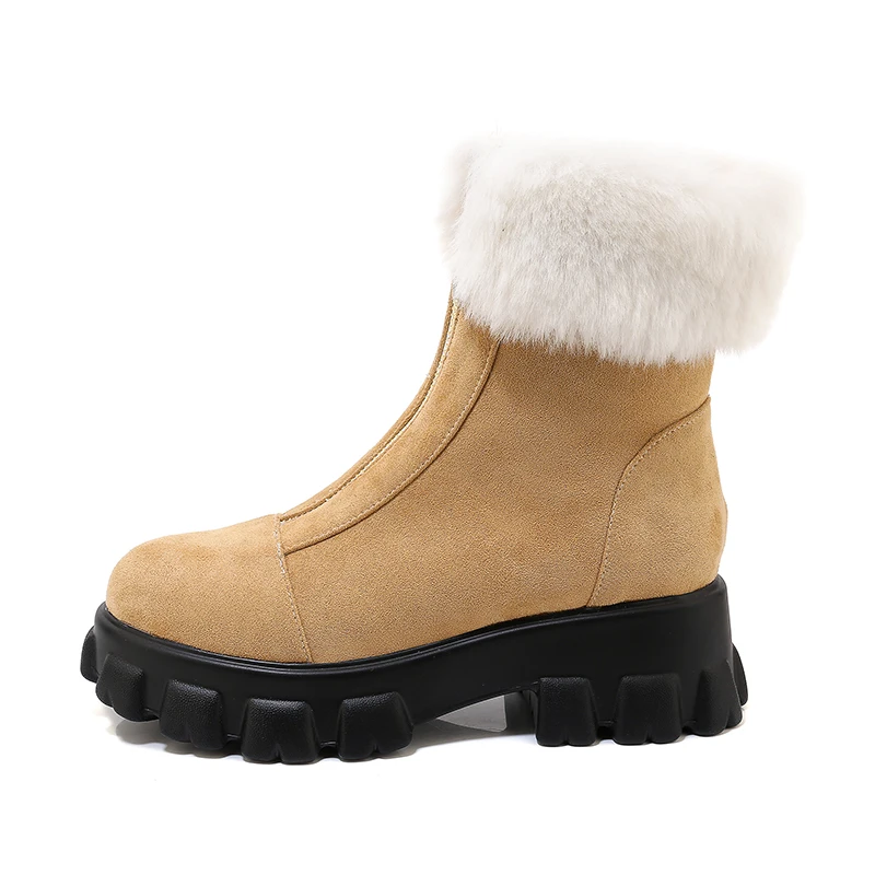 

Winter Round head Zipper splicing Ladies'booties