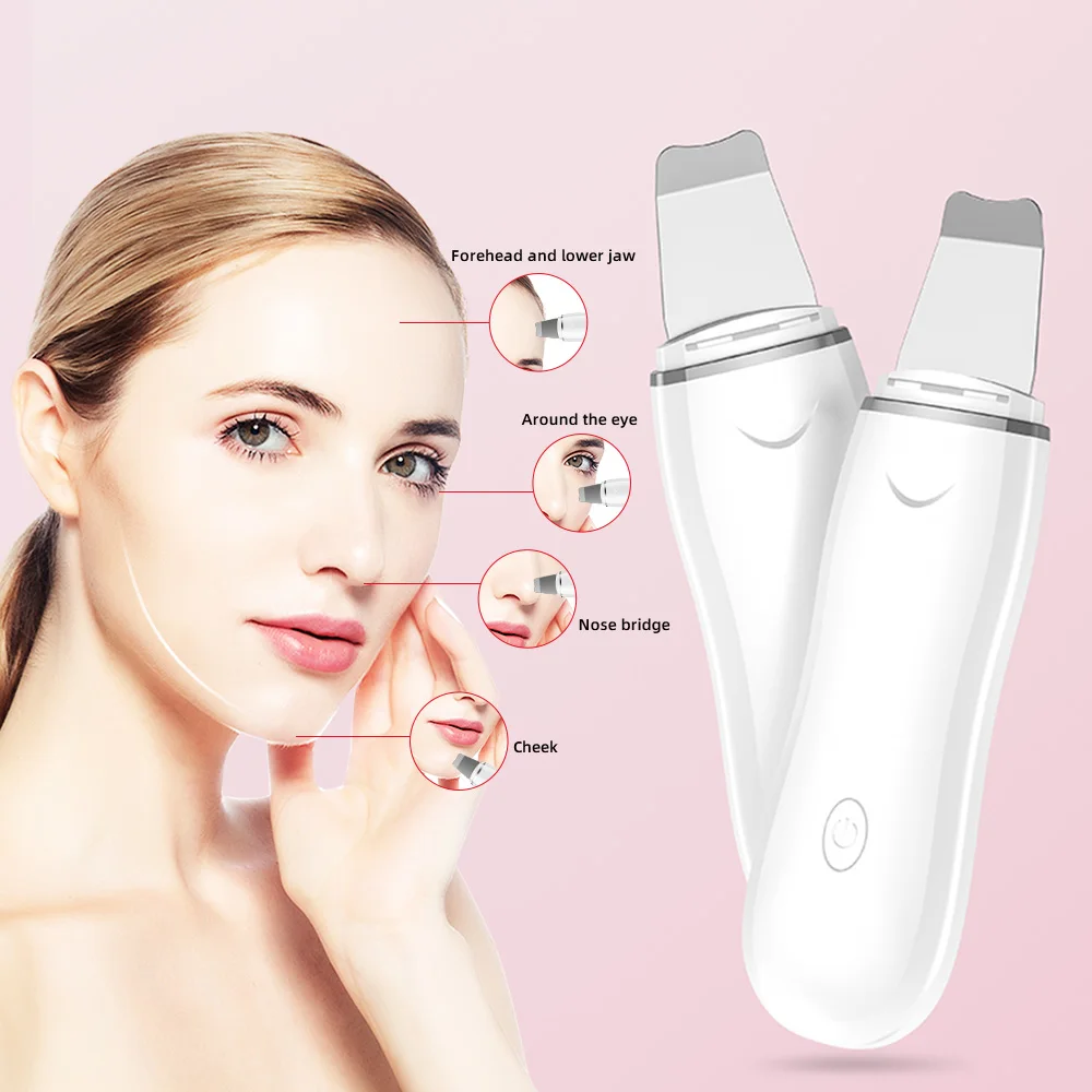 

Wholesale Skin Care High Frequency Facial Blackhead Ultrasonic Skin Scrubber, White