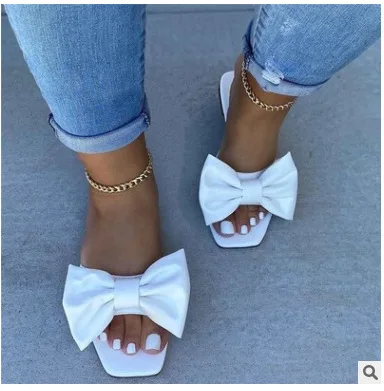 

Large size summer bowknot slippers women flat slides sandals, Yellow,black,wine red,green,pink,navy,khaki,grey