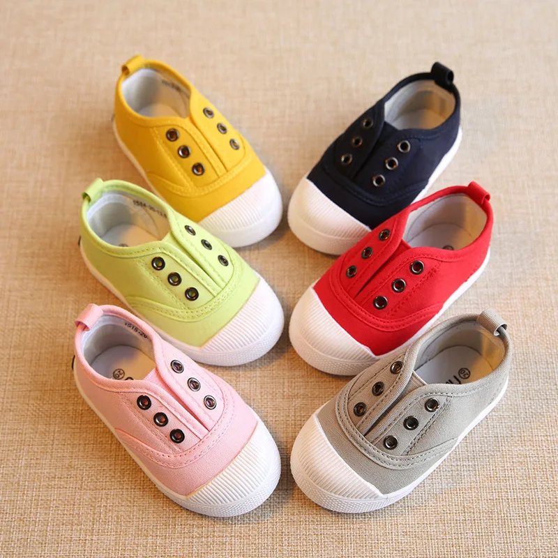 

2019 New Spring Autumn Kids Canvas Candy Casual No Shoelaces Baby Boy Girl Shoes For Wholesale Children Toddler Walking Shoes, Customer's request