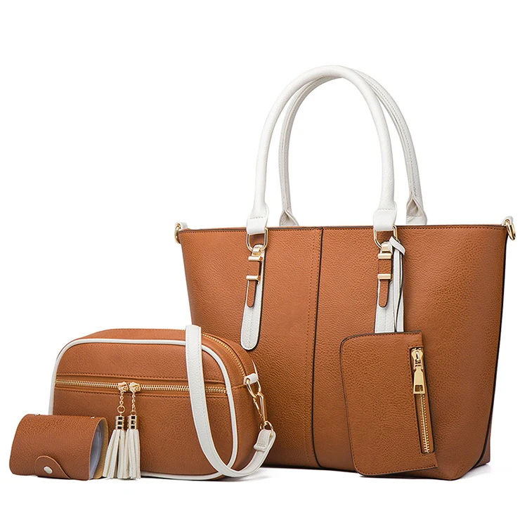 

Eg202 High Quality Fashion 2022 Trend PU Leather Shoulder 4pc Bag Set Ladies 4 Piece in 1 Women Handbags