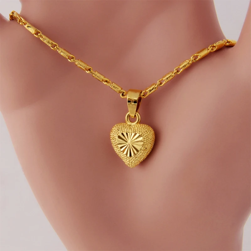 

2022 jewelry dubai gold 24K elegant style sweet heart jewelry necklace for women
