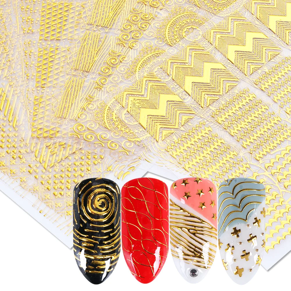 

15PC Nail Art Gold Stamping Nail Foil Sheet Sticker Nail Gold For Art Decoration