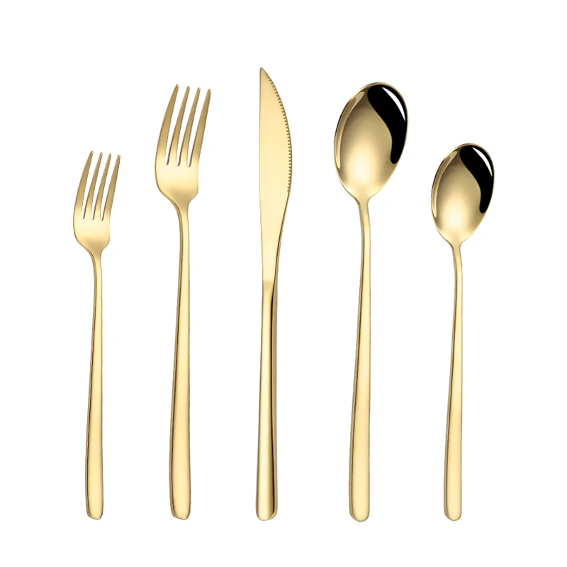 

High Quality Korean Portable Outdoor Flatware Set Christmas Gift Fancy Travel Gold Cutlery Set