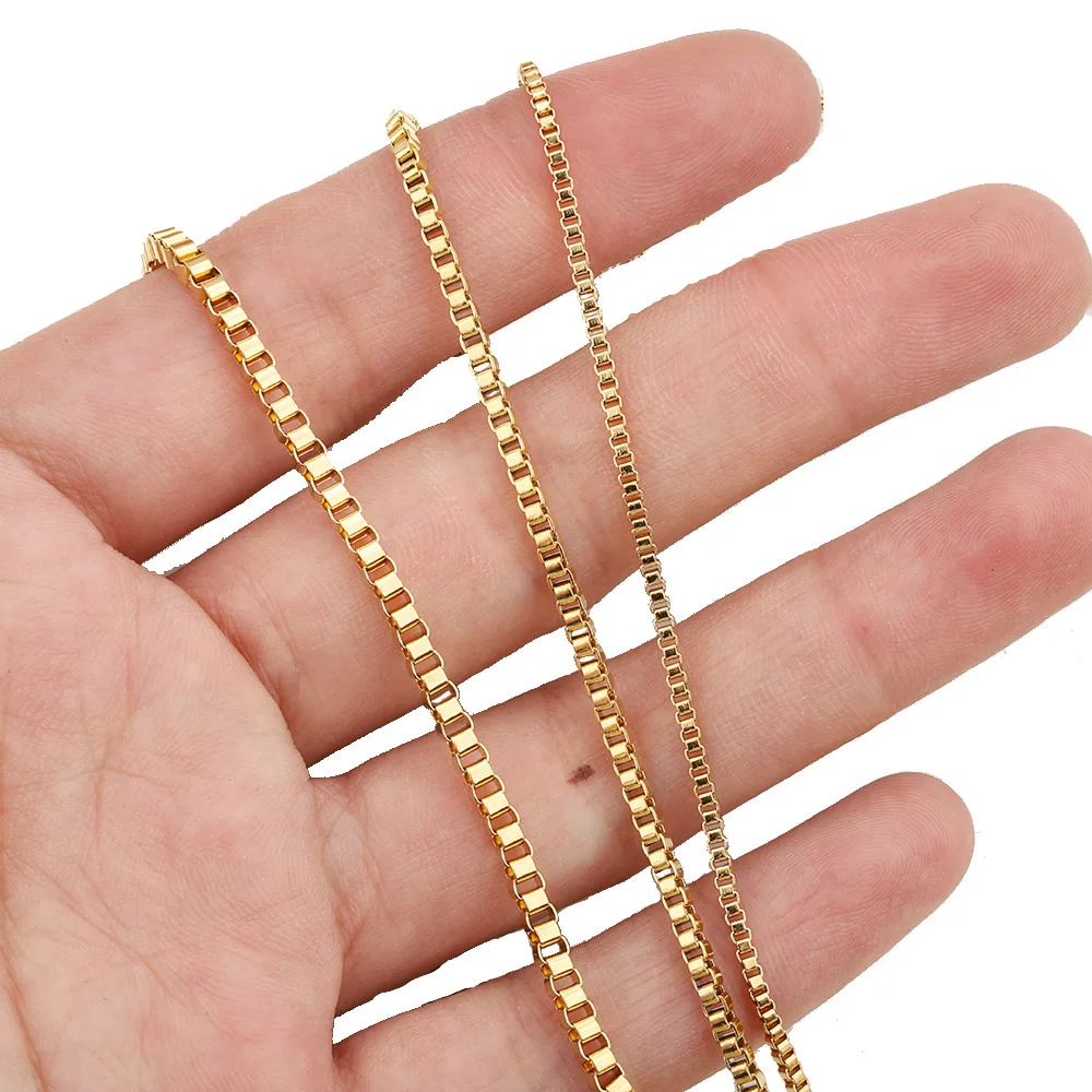 

1.5/2/2.5mm gold plated DIY craft trimming clavicle chain gold plated box chain by roll