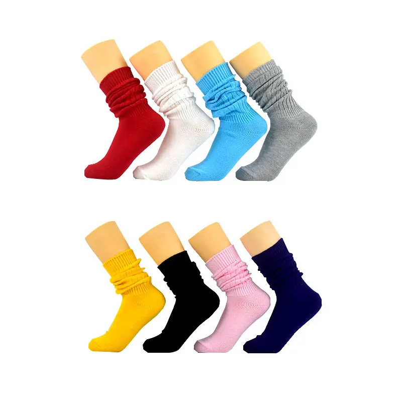 

colorful comforable double needle custom socks knitting cotton fashion breathable slouch socks crew high quality for women