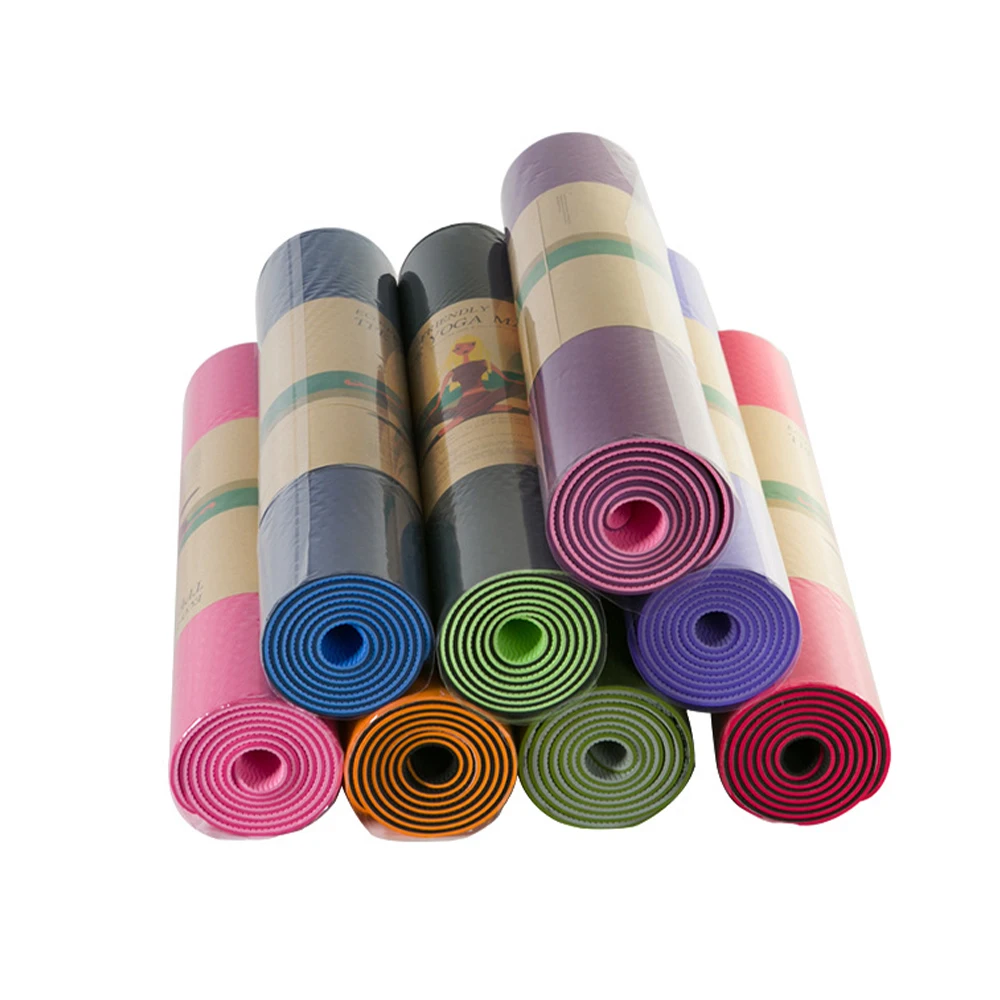 

Yugland Europe custom printing logo double layer TPE yoga mat with a strap, Blue, orange or custom