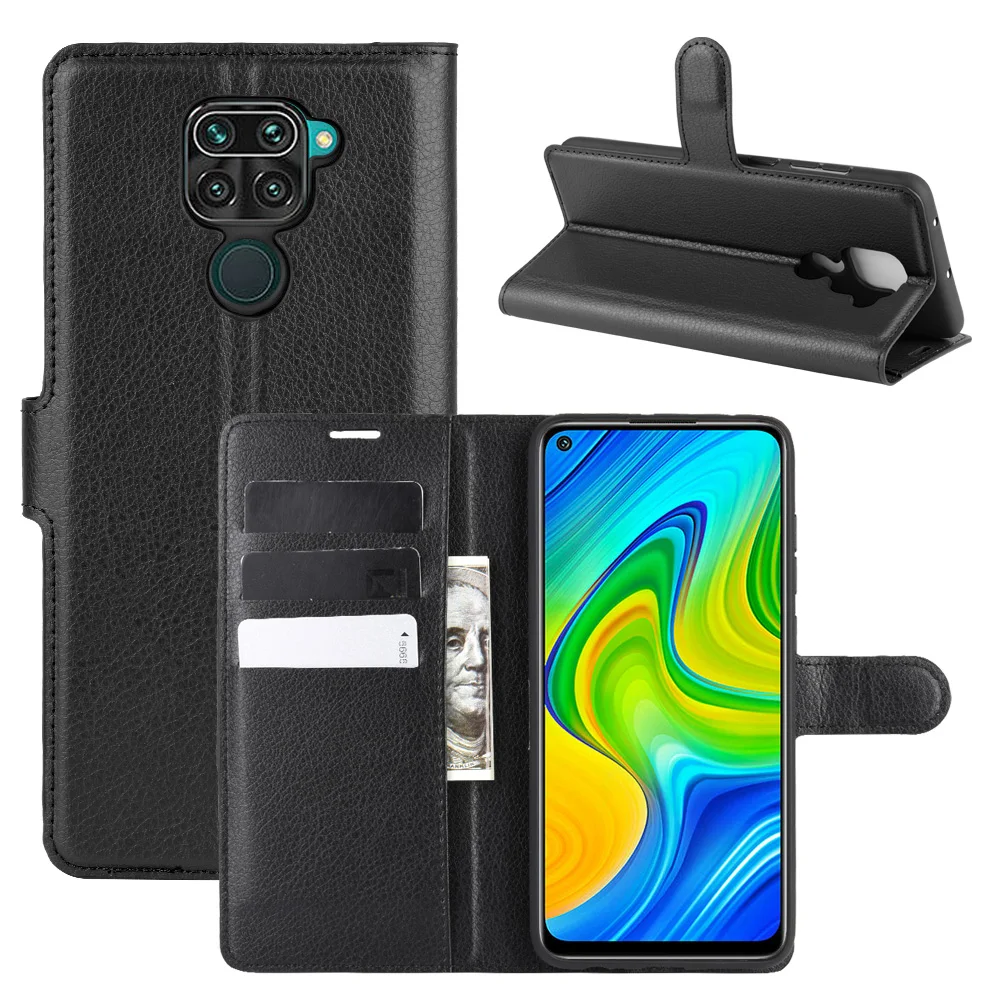 

For Redmi Note 9 Case Leather Phone Cover for Redmi 10x Cover Mobile Leather Phone Case Flip Mobile Back Cover Stand Holder Case, 9 colors same as the picture