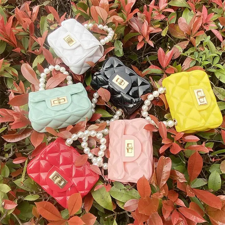

DUODUOCOLOR 2021 new arrivals mini bags shoulder bag for girls pearl chain jelly wrap fashion cross body bag B10330, White, yellow, red, black, light green, pink