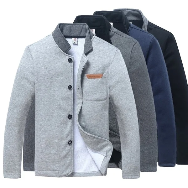 

Spring and Autumn Fashion Casual Men's Slim Edition Single Buckle Solid Color Long Sleeve Sweater Collar Jacket, Customized color