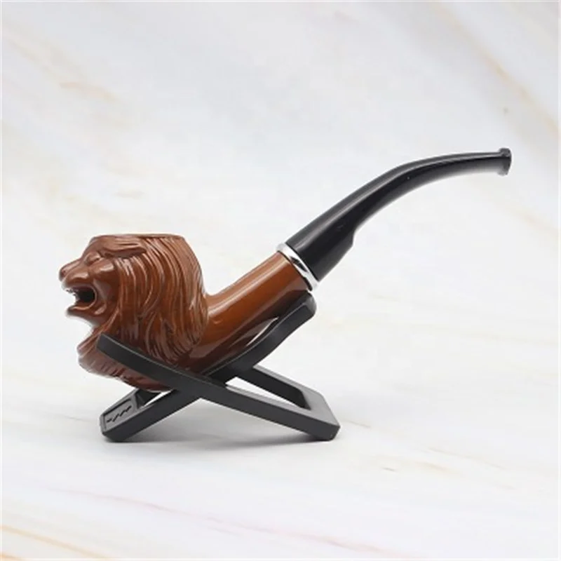 

Resin Lion Head Personality Detachable Convenient Smoking Pipe, Brown