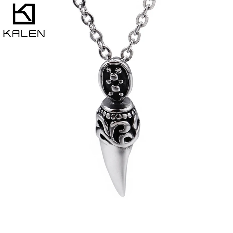 

KALEN Wholesale Stainless Steel Retro Crescent Accessories Wolf Tooth Personalized Men's Punk Jewelry Pendant