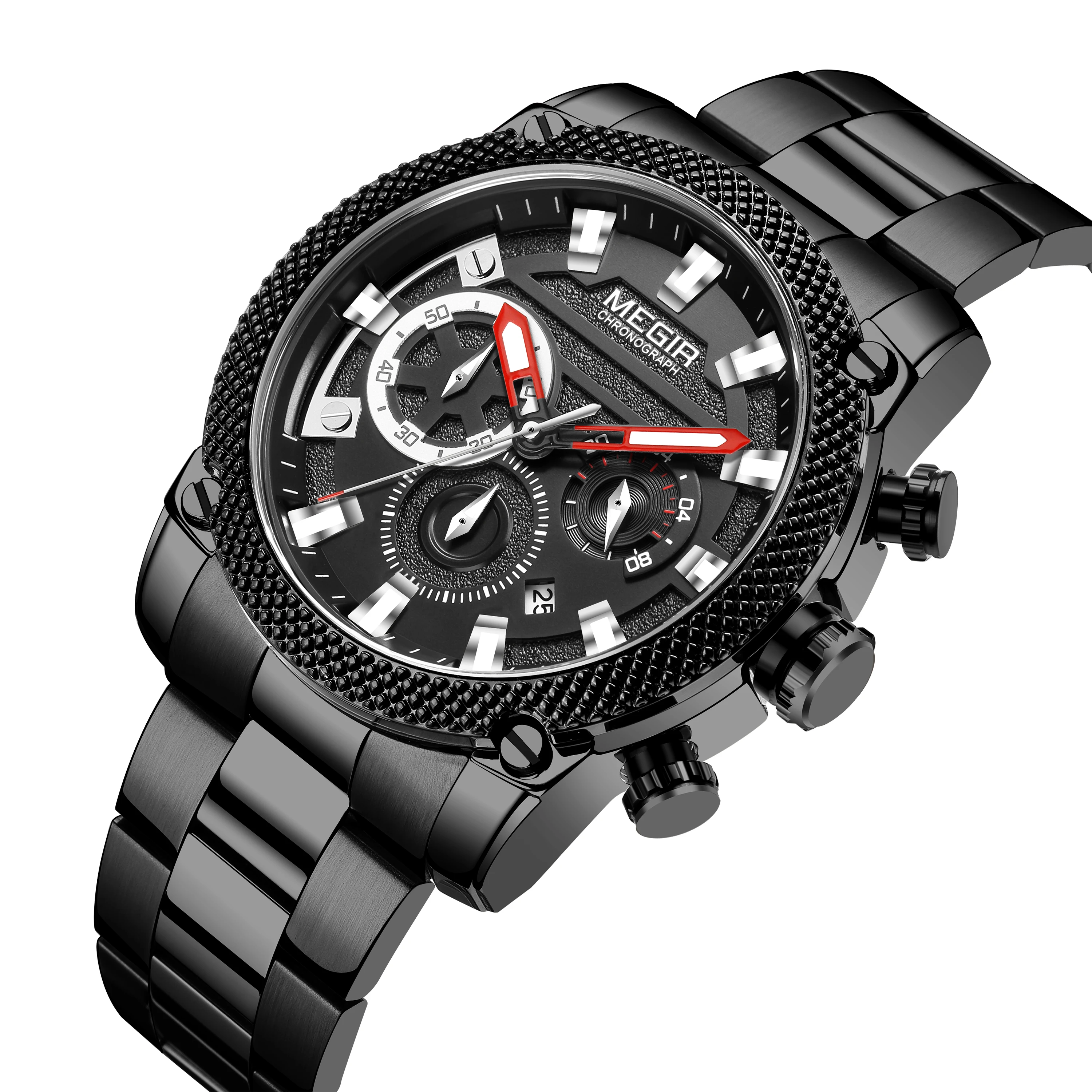 

Megir 2134G fashion branded watches men orologio uomo 100pcs moq private label watch cool black sports mens luxury watch, Ips ipb ipg iprg