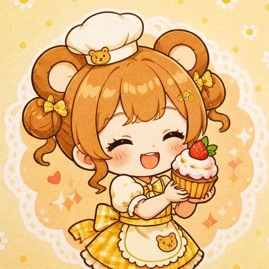 Sunny Sweet Anime Chibi Character Print Macro Close-up