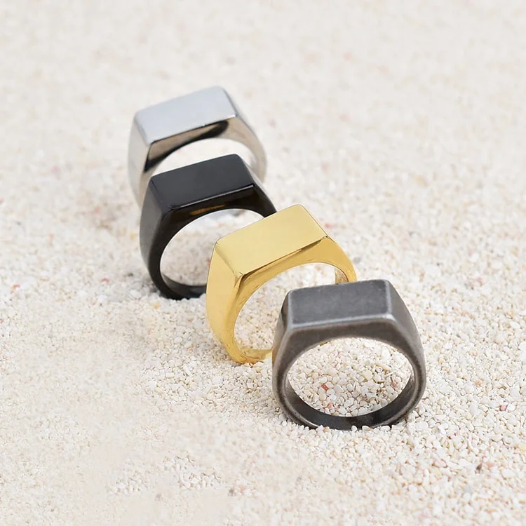 

Geometric Gold Plated Stainless Steel Finger Fashion Rings for men, As picture