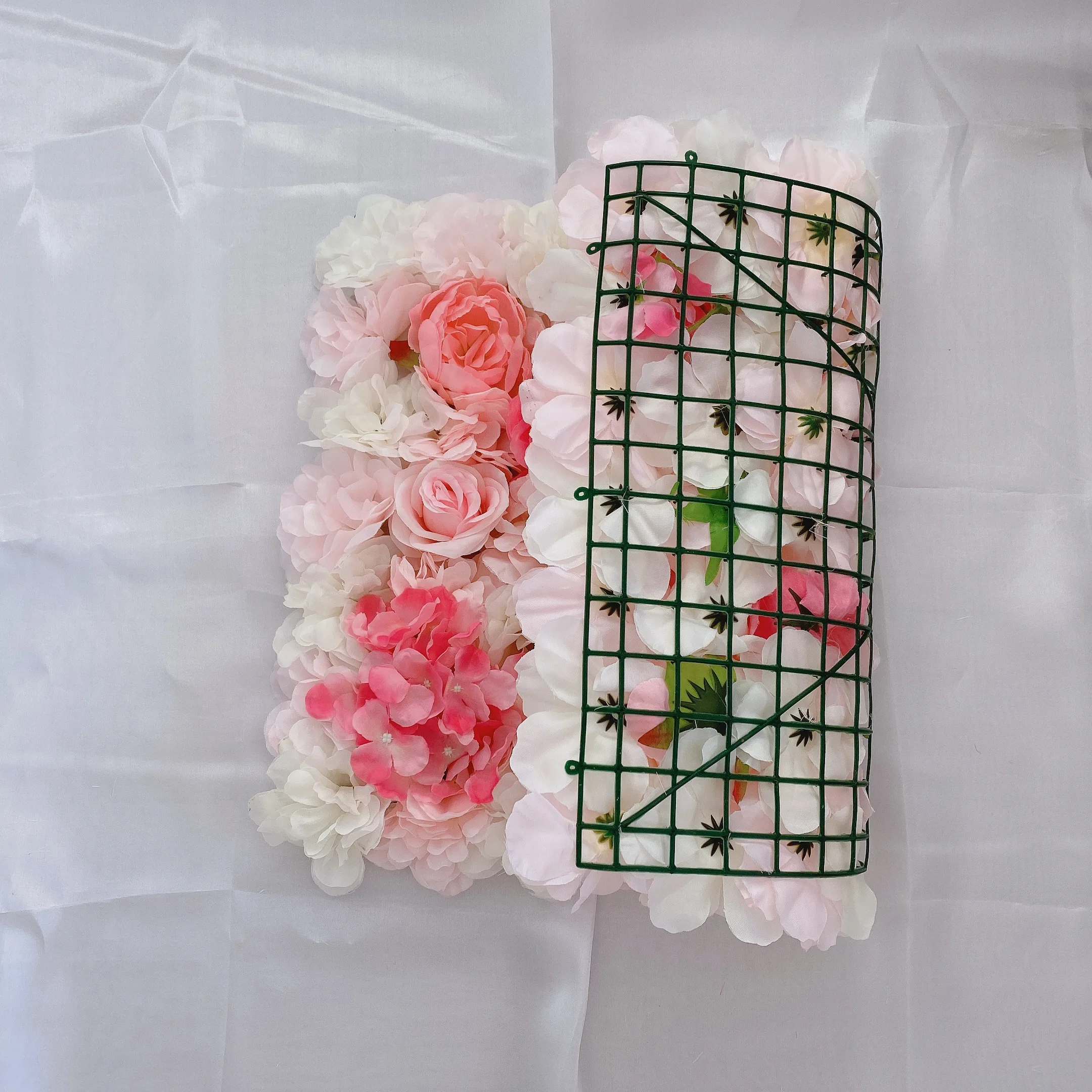 Wholesale Artificial Flower Wall Panel Silk Flower Wall Decoration White Flower Wall For