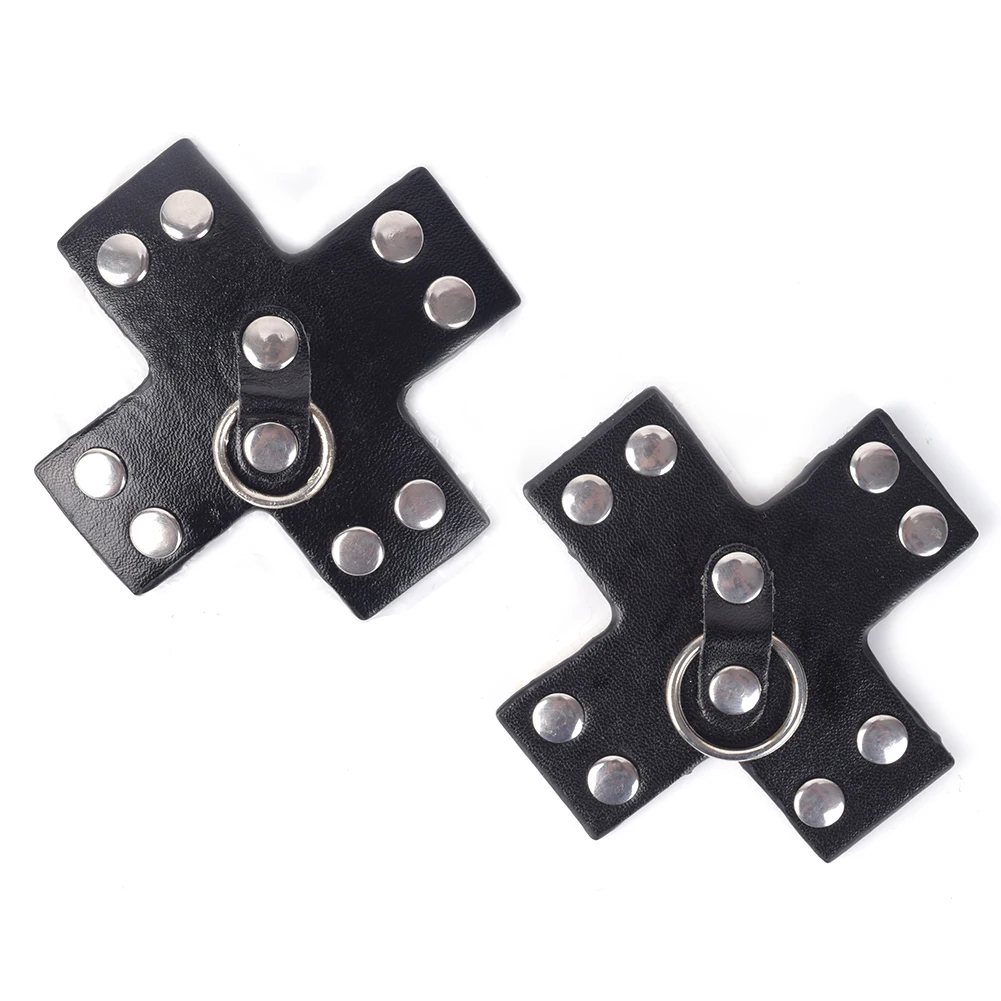 

PU sexy underwear nipple pasties, black cross shaped sticking waterproof adhesive nipple covers, As the picture