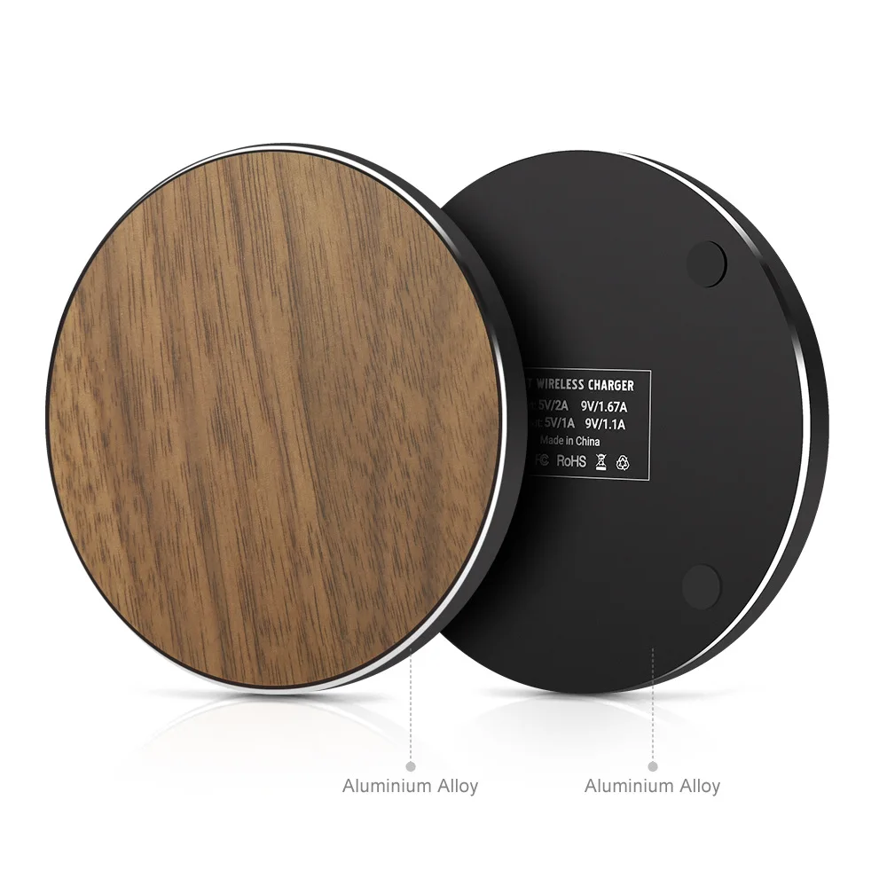 

Eco-Friendly Material 10W Qi Wireless Charging Wooden Bamboo Pad for Samsung S8 S9 Smart Wireless Wooden Chargers, 2 colors