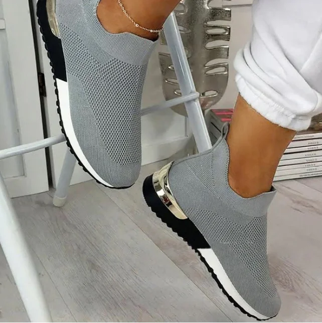 

Dropshipping Sneakers Women Vulcanized Shoes Ladies Solid Color Slip-On Knit Sneakers Female Casual Sport Fashion Mujer Shoes