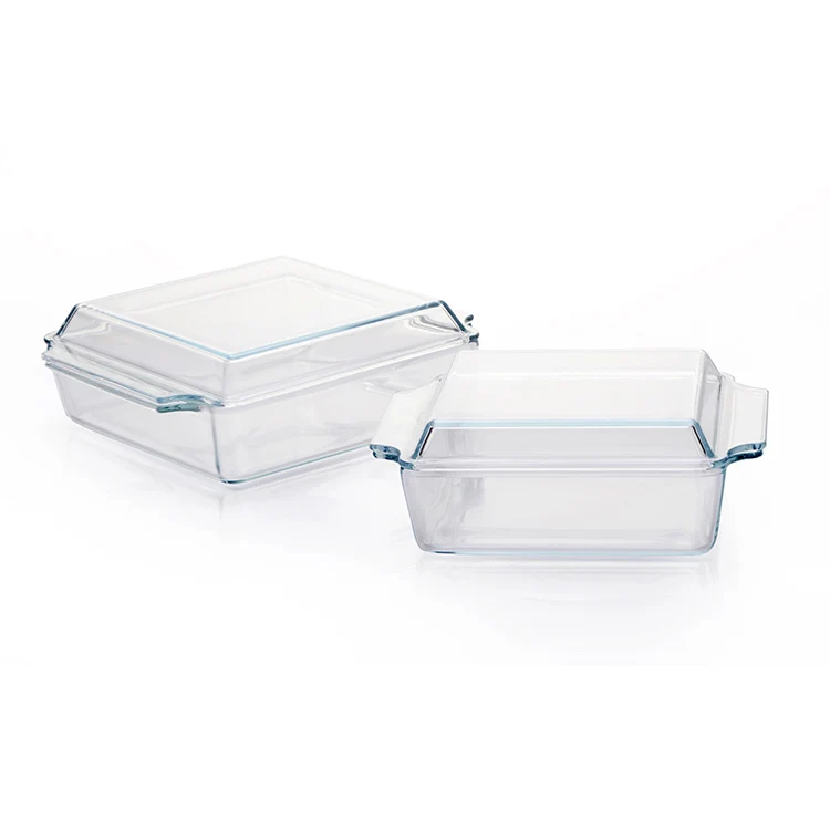 

Clear eco-friendly Rectangular heat resistant tempered borosilicate glass casserole baking tray cooking pot with cover