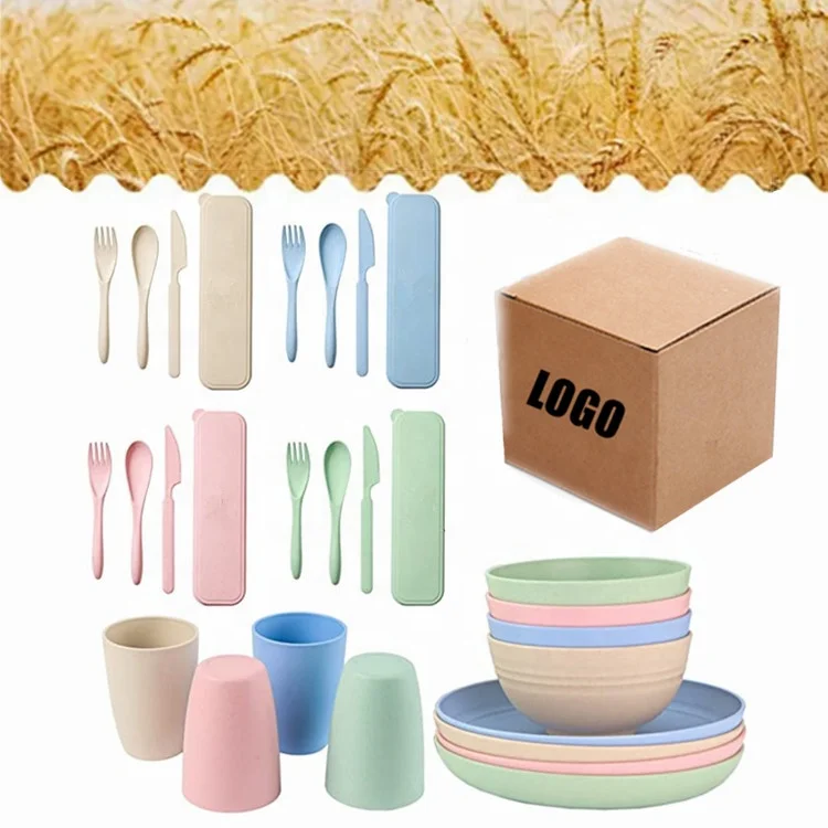 

Amazon Top Seller Plate Bowl Eco-friendly Wheat Straw Fiber Cutlery Dinner Rice Soup Bowl Food Serving Round Plates & Dishes