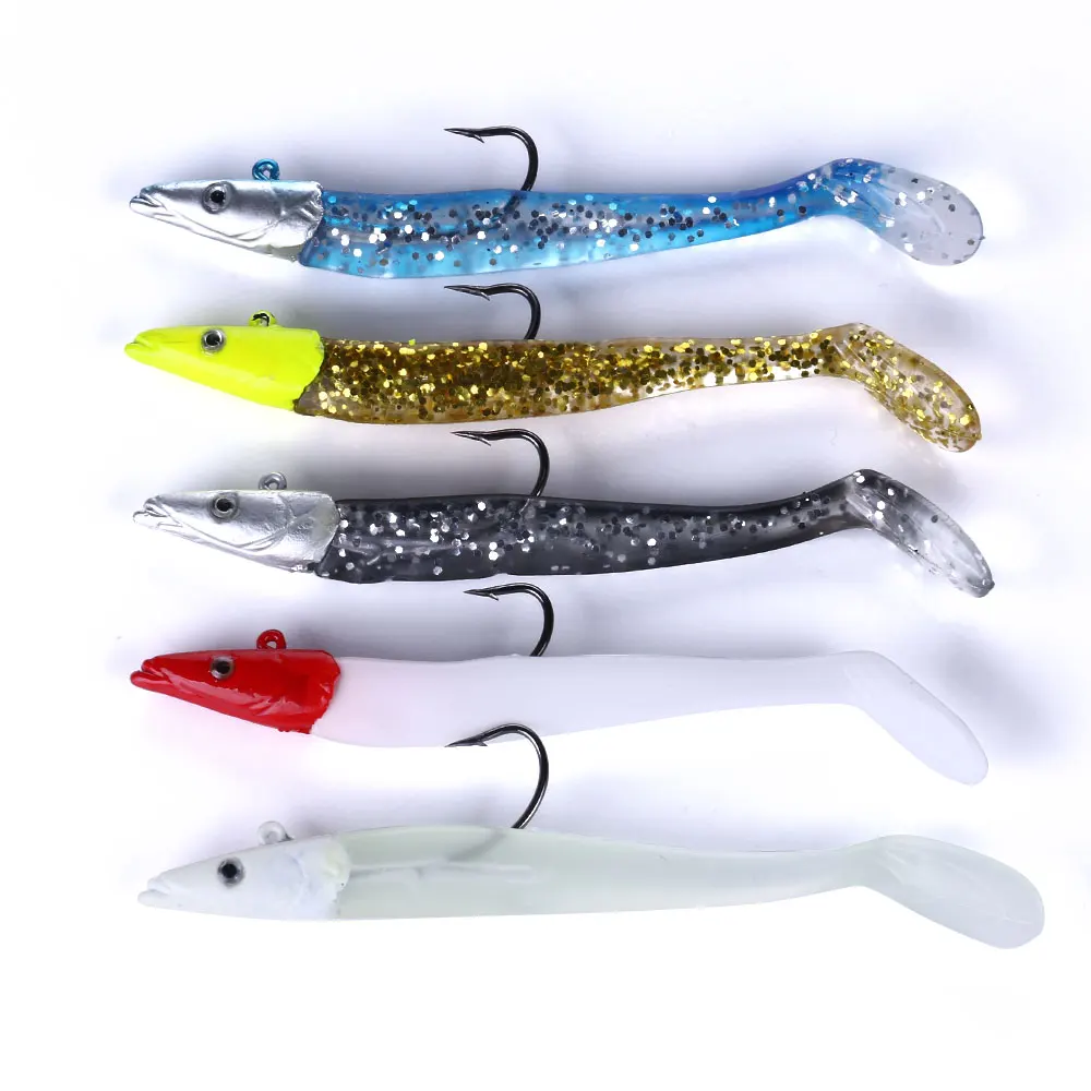 Wholesale SO038 11cm 19g Artificial Lead Jig Head Soft Plastic Baits Fishing Lures