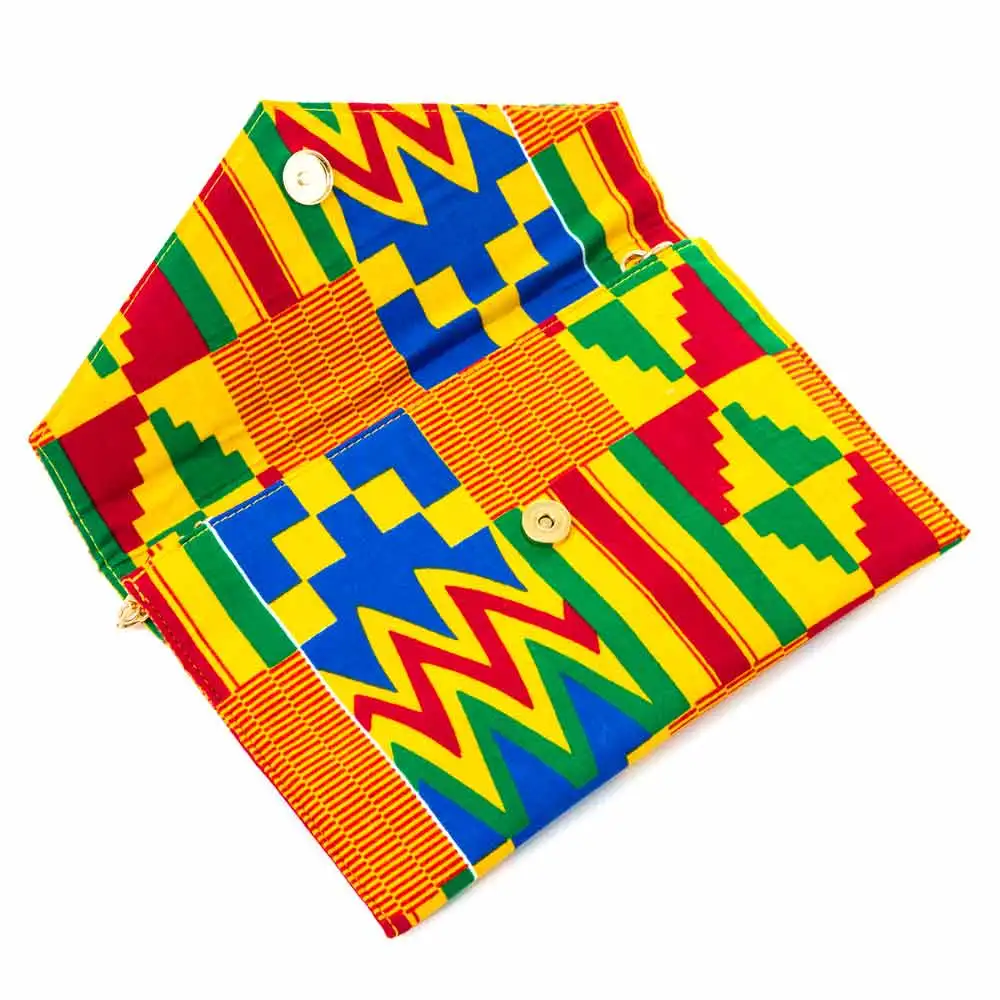 

Brand Design African Print Envelope Bag Metal Chain Fashion Daily Wax Fabric Handbag, As pictures