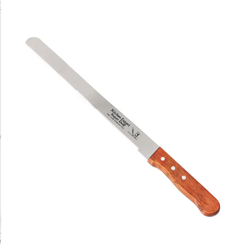 

Baking tools 10-14 inch fine tooth toast saw with wooden handle cake slice knife stainless steel