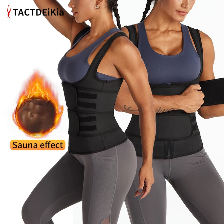 

New Double Magic Tape Tie Zipper Waste Trainer Body Shaper Womens Sweat Wast Trainer Vest Fajas Colombianas post surgery