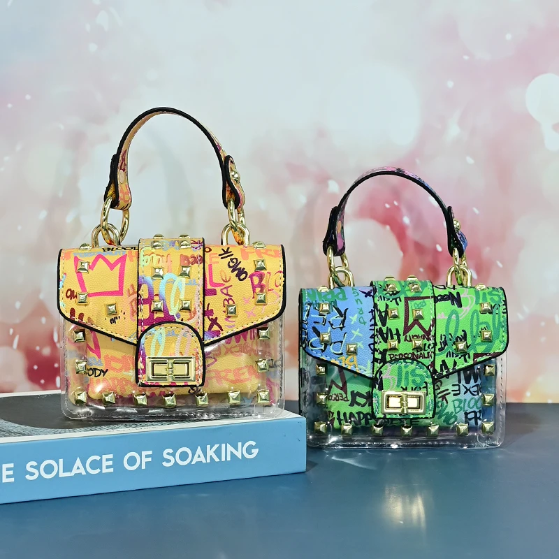 

Wholesale Ladies Pvc Rivet Shoulder Bags Designers Women Jelly Rivet Bag Purses Handbags, Picture