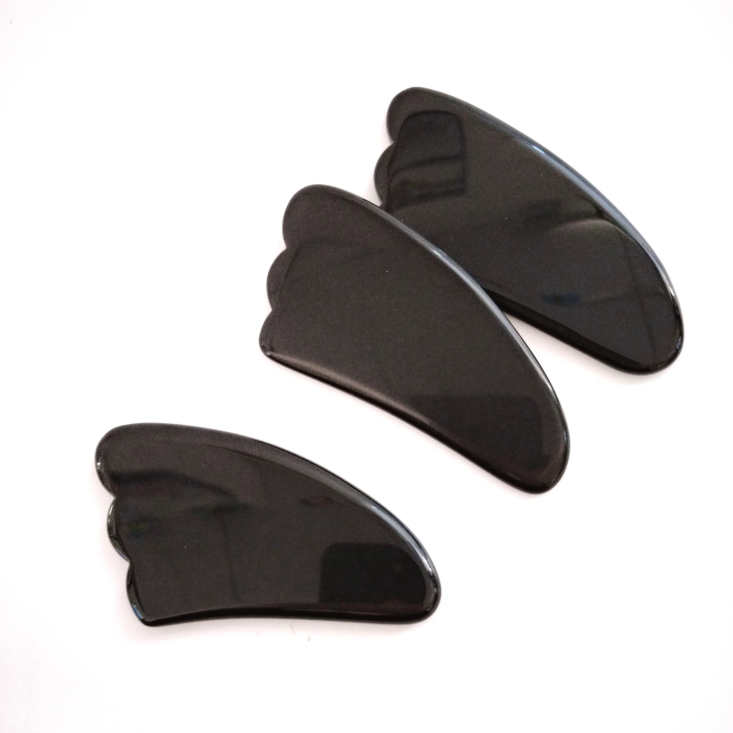 

100% Good Quality Natural Spiky Black Obsidian stone Gua Sha Board Body Facial Scraping Massage Tools