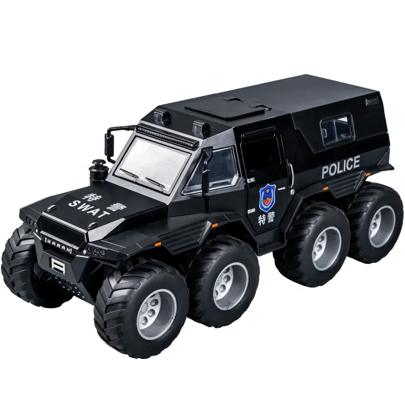 

Diecast model car Off-road Vehicle Electric Alloy 8WD Off-road Model Car Toy With Light Sound police metal car toys