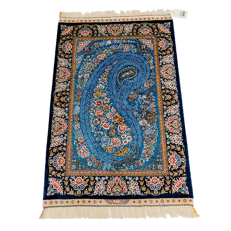 

Factory Price 2 x 3 ft Beautiful Floral Turkish Blue Paisley Design Handmade Persian Silk Rugs